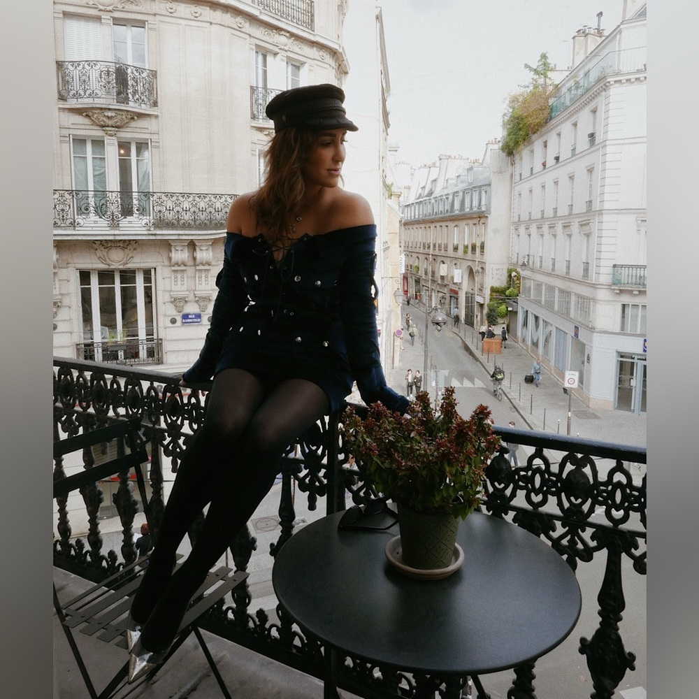 Faith Connexion off the shoulder velvet dress